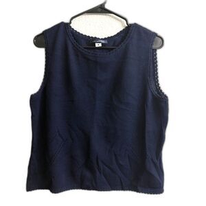 St. John Navy Blue Knit Ribbed Tank Top Size M